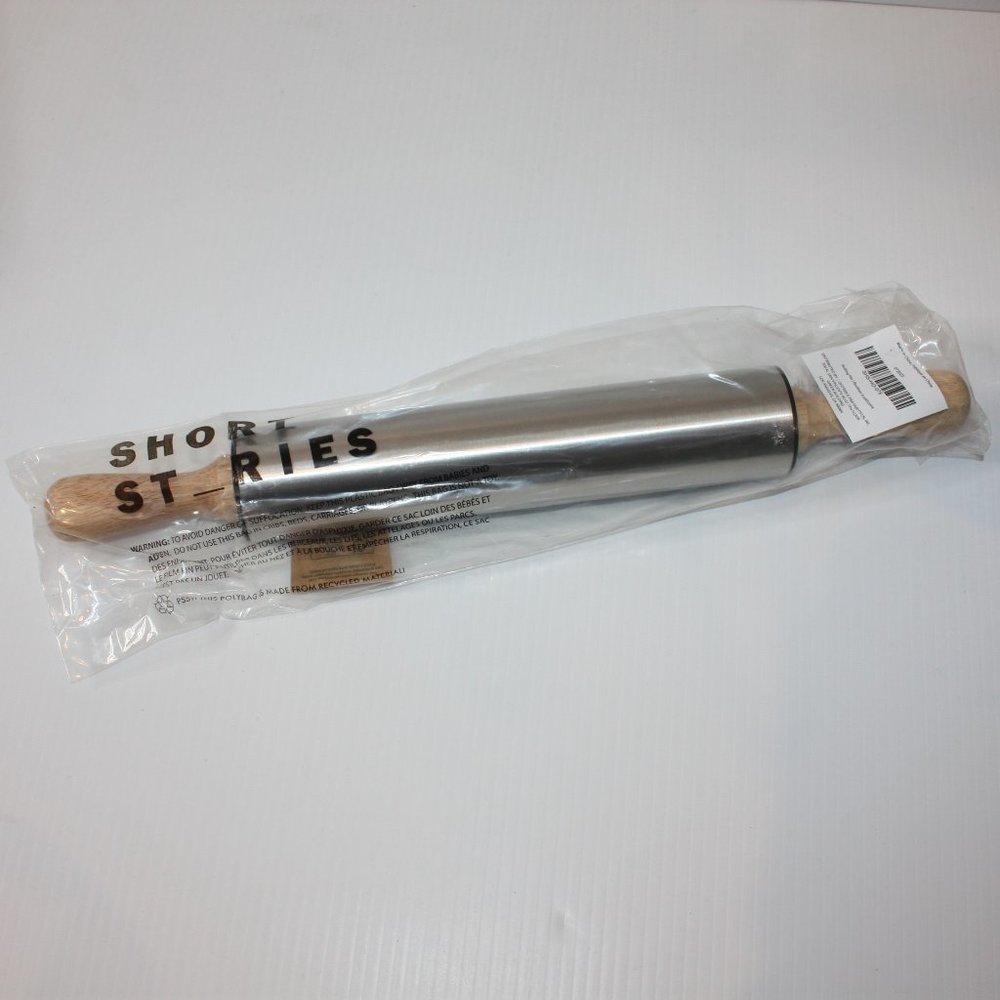 Short Stories Stainless Steel Rolling Pin 17x2x2 Brand New MSRP $32